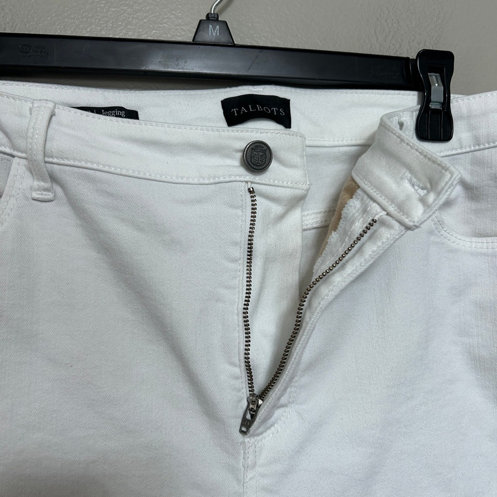 Talbots Denim Jeggings Women 16 Long White High Rise Skinny Stretch Pants Preppy - Picture 8 of 11